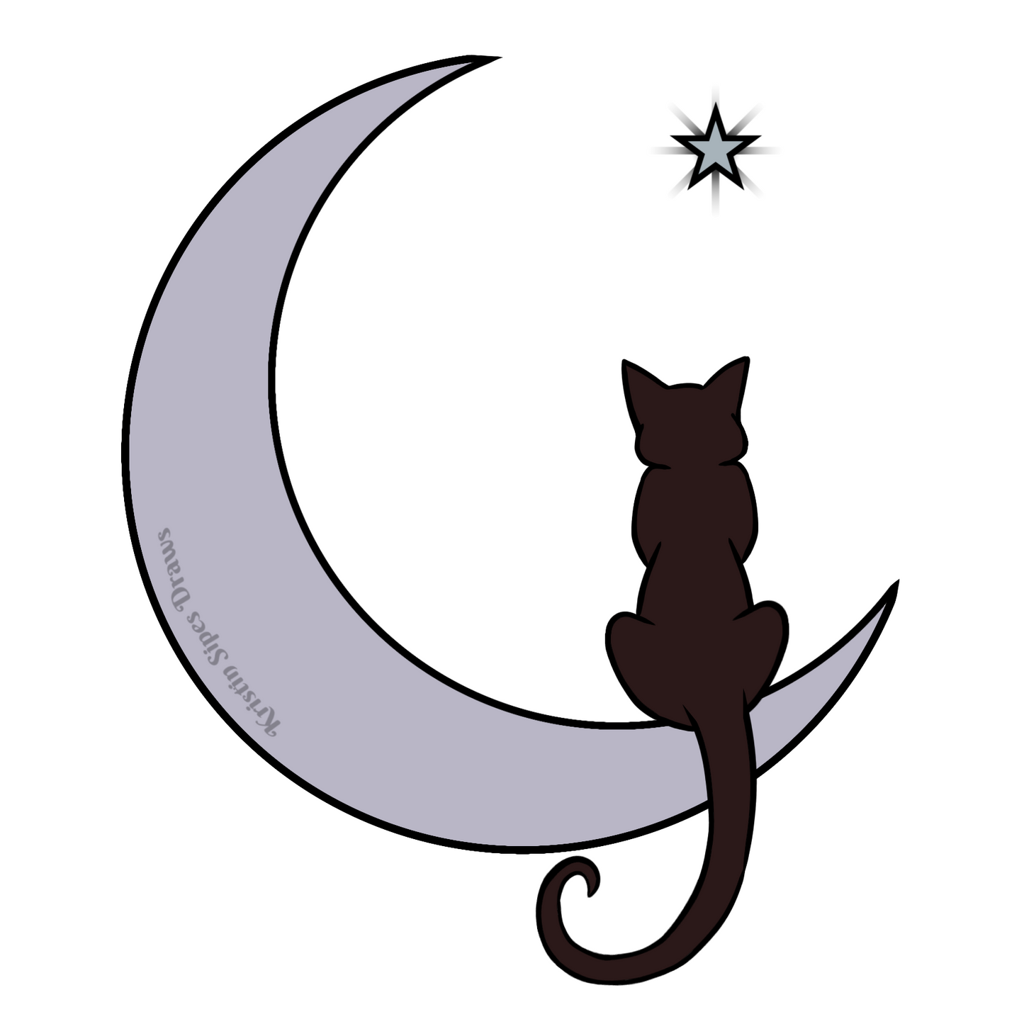 2.5" Black Cat on the Moon Sticker