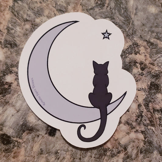 2.5" Black Cat on the Moon Sticker